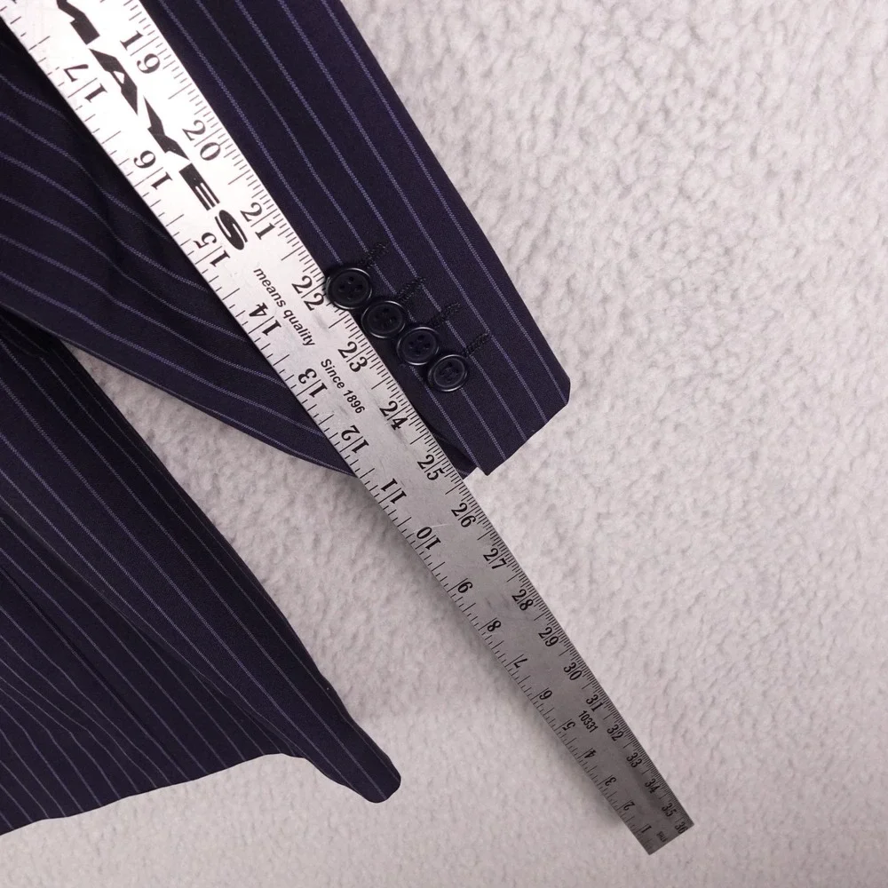 Canali Mens Navy Blue Pinstripe Virgin Wool Blazer Jacket Made in Italy Size 54L